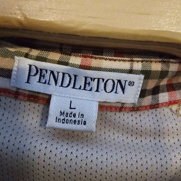Pendleton Button Up Long Sleeve Shirt Size Large Women's Tan Red Plaid - Picture 5 of 5